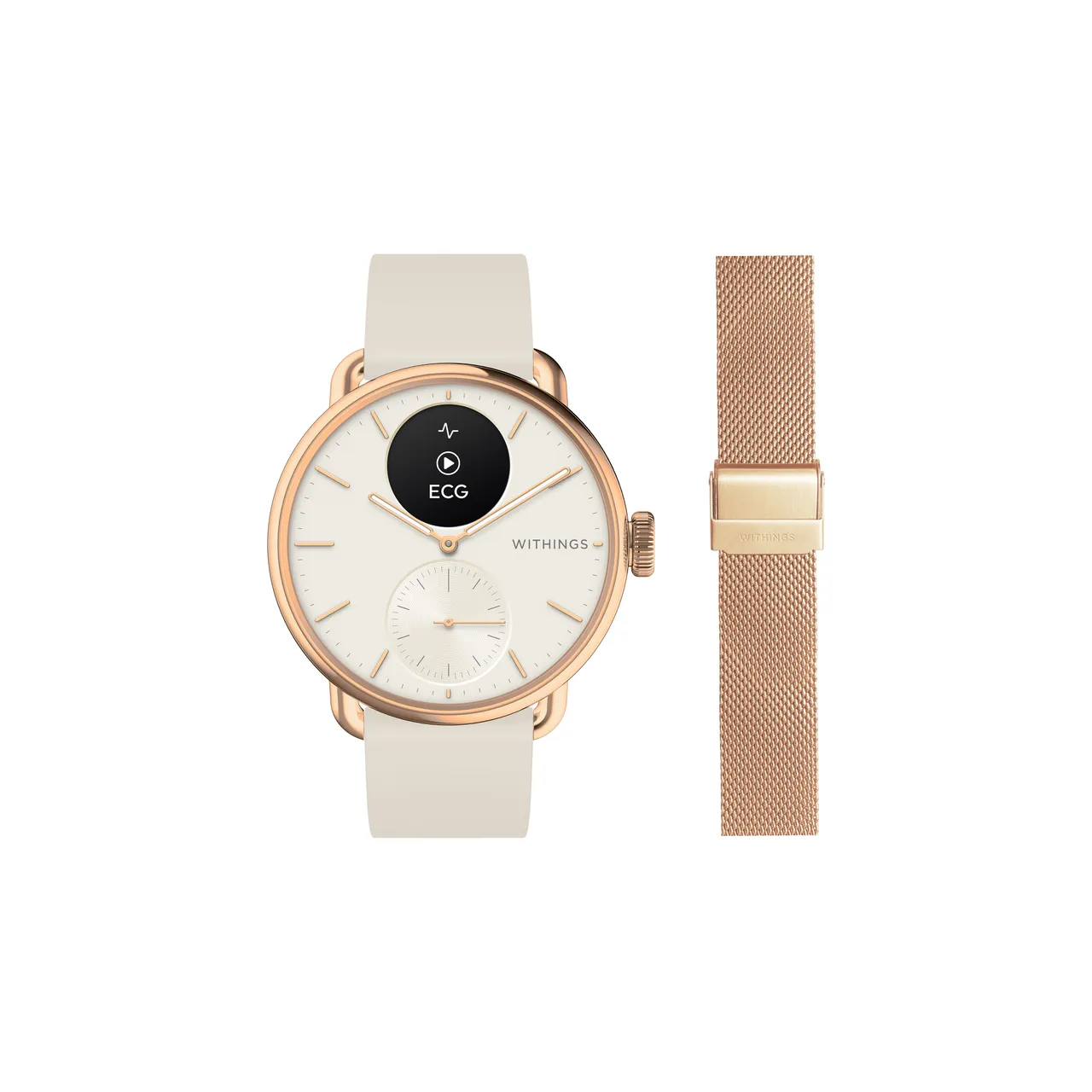 Withings Bundle Scanwatch 2 / 38mm (including Milanese wristband Rose Gold) - Rose Gold
