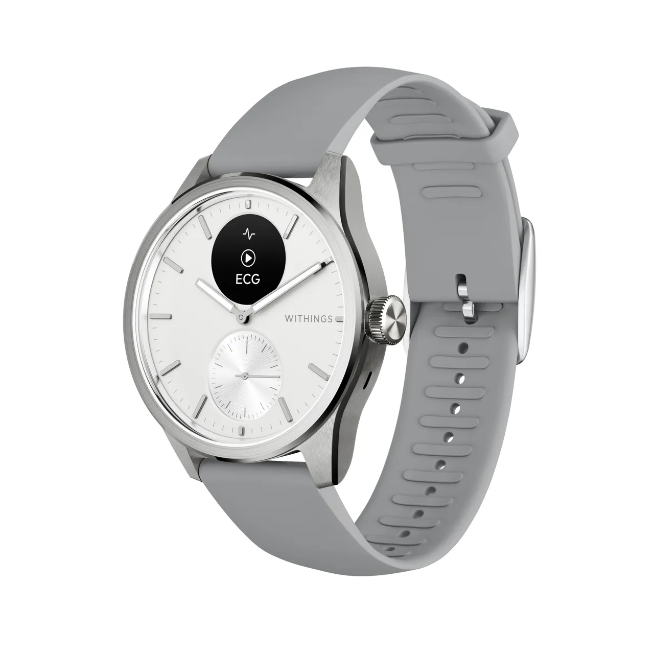 Withings Scanwatch 2 / 42mm (Activity, Sleep Tracker, ECG, Temperature, SPO2 / Stainless steel, fkm wristband, sapphire glass) - White