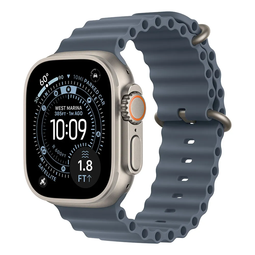 Apple Watch Ultra 3 Cellular 49mm Natural Titanium Case with Anchor Blue Ocean Band