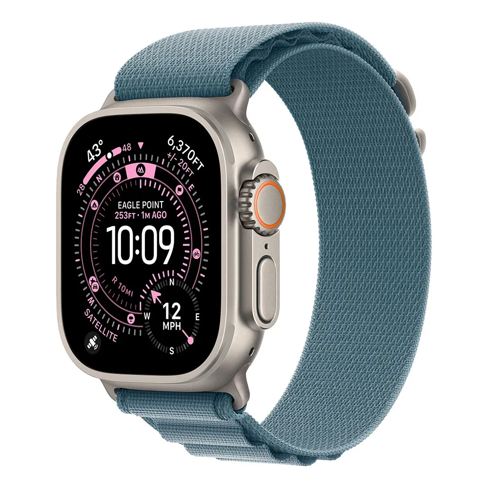 Apple Watch Ultra 3 Cellular 49mm Natural Titanium Case with Light Blue Alpine Loop - Large