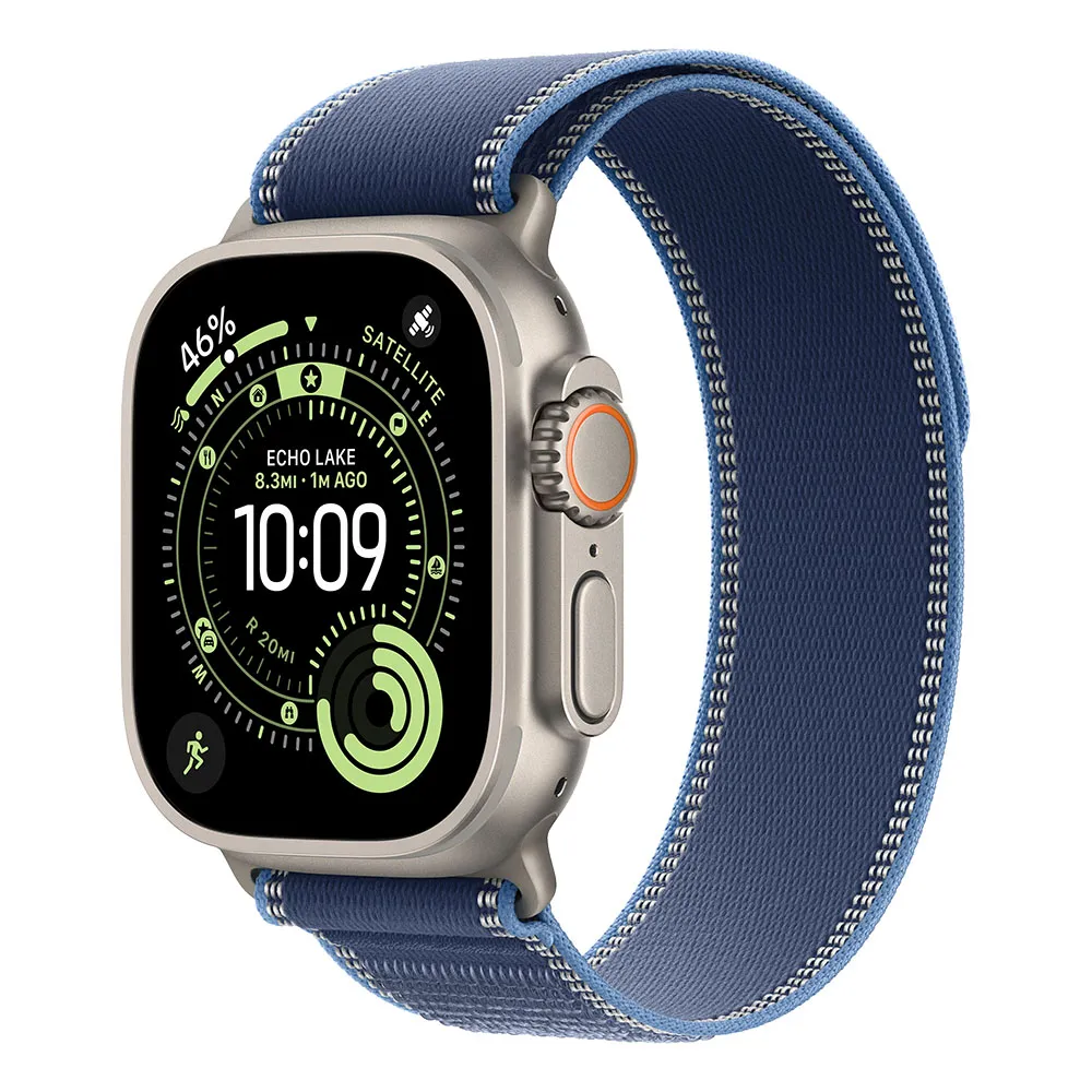 Apple Watch Ultra 3 Cellular 49mm Natural Titanium Case with Blue/Bright Blue Trail Loop - S/M