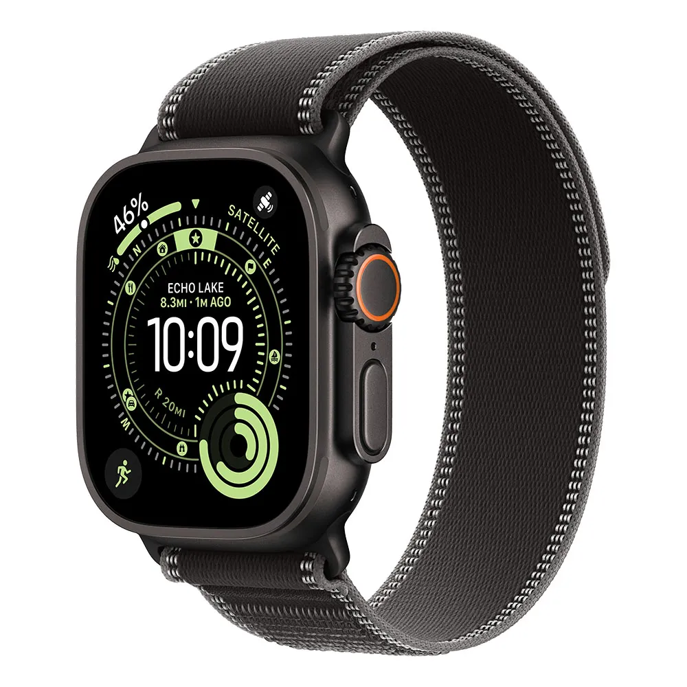 Apple Watch Ultra 3 Cellular 49mm Black Titanium Case with Black/Charcoal Trail Loop - M/L