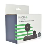 Dviced 3-in-1 magnetic wireless stand w cable, wall charger - Black