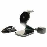 Dviced 3-in-1 Magnetic Qi2 wireless charger stand w cable, wall charger - Tarnish gray