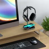 Satechi 2-IN-1 Headphone Stand w Wireless Charger USB-C (Cable inc., Adapter not inc.) - Space Grey)