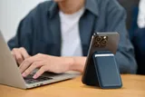 Satechi Vegan-Leather Magnetic Wallet Stand (iPhone 12/13/14/15 all models) - Dark Blue