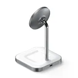 Satechi Aluminium 2-in-1 Magnetic Wireless Charging stand (iPhone 12/13, AirPods Pro, USB-C cable included) - White