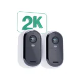 Arlo Essential (Gen.2) Bundle 2K Outdoor Security Camera - 2 Camera Kit + 2 Essential Solar Panel Charger - White