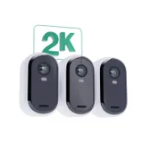 Arlo Essential (Gen.2) Bundle 2K Outdoor Security Camera - 3 Camera Kit + 3 Essential Solar Panel Charger - White