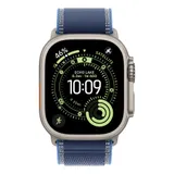 Apple Watch Ultra 3 Cellular 49mm Natural Titanium Case with Blue/Bright Blue Trail Loop - M/L