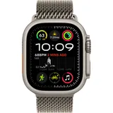 Apple Watch Ultra2 v2 Cellular 49mm Natural Titanium Case with Natural Titanium Milanese Loop - S